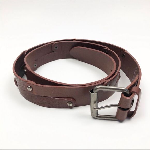 Brown Leather Belt Large 39" Aventura Hubbard nail head - Picture 1 of 6